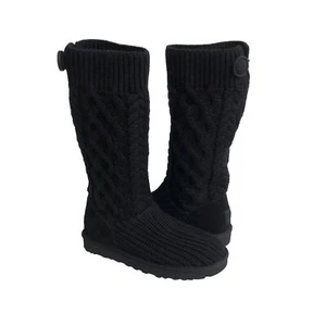 UGG CLASSIC CARDI CABLED KNIT BLACK CARDY BOOT sz  US 6 / EU 37 / UK 4 - Picture 1 of 5