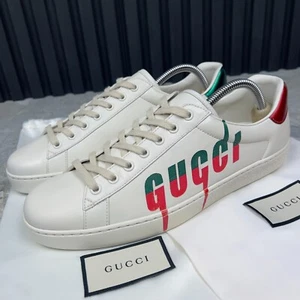 Gucci Ace Low Top Sneaker Weiß Leder Rot Grün Logo 8 G oder 8,5 US oder 42 EUR - Bild 1 von 14