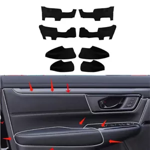 8x Black Leather Interior Door Armrest Panel Cover For Honda CR-V CRV 2017-2022 - Picture 1 of 8