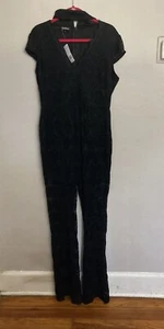 Bebe Lace Jumpsuit Black 16 XL NWT Wide leg - Picture 1 of 5