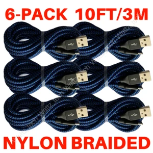 6Pack Braided USB Fast Charger Cable 10FT For iPhone 14 13 12 11 Pro XR 8 7 Plus - Picture 1 of 10
