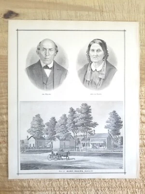 RESIDENCE OF MASON ROGERS, MARION,NY.VTG 1887 13.7" X 11.5 IMPRESIÓN ARTÍSTICA*EP7 Foto 1 de 3