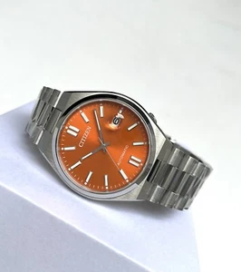 New! Citizen Watch NJ0151-88Z Tsuyosa Automatic Orange Dial Stainless Steel - Picture 1 of 7