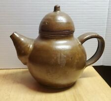 Chinese Teapot Dome Lidded Brown Glaze Stoneware