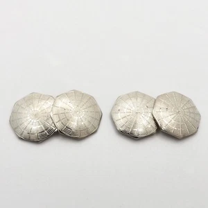 10k White Gold Octagon Spider Web Mens Cufflinks Art Deco Two Tone - Picture 1 of 6