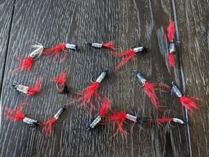 Lot of 15 Trout Flies Fly Fishing Lures Black Red White Thick Body - Picture 1 of 5