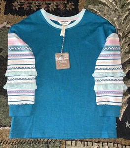 Matilda Jane Size 16 Wild About Life Sweatshirt Wonderment Blue Fair Isle  - Picture 1 of 9