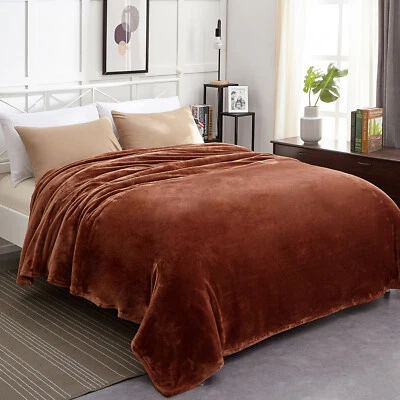 Breathable Lightweight Flannel Fleece Bed Sofa Throw Blanket Queen King Size - Image 1 of 4