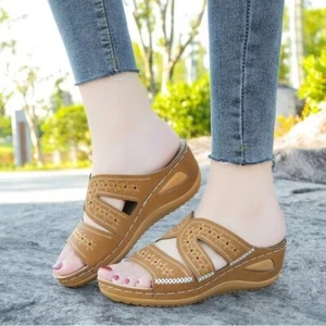 Non-Slip Low Heeled Sandals Casual Summer Shoe New Wedge Sandals Summer - Picture 1 of 16