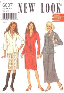 New Look 6007 ~ Chaqueta Incluye Cinturón de Corbata Opcional y Falda Recta (2 Longitudes) - Imagen 1 de 5