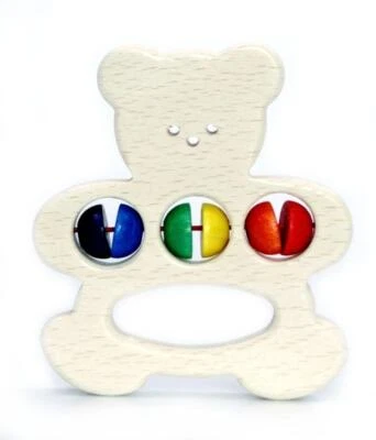 HESS HOLZ SPIELZEUG Babyspielzeug Greifring Bär BxLxH 80x18x90mm NEU Babyrassel Motorikrassel Spiel