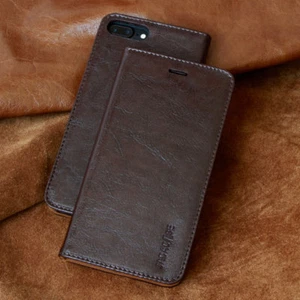 Luxury Schutzhülle für Apple / Samsung Smartphone Tasche Case Cover Handy braun - Picture 1 of 11
