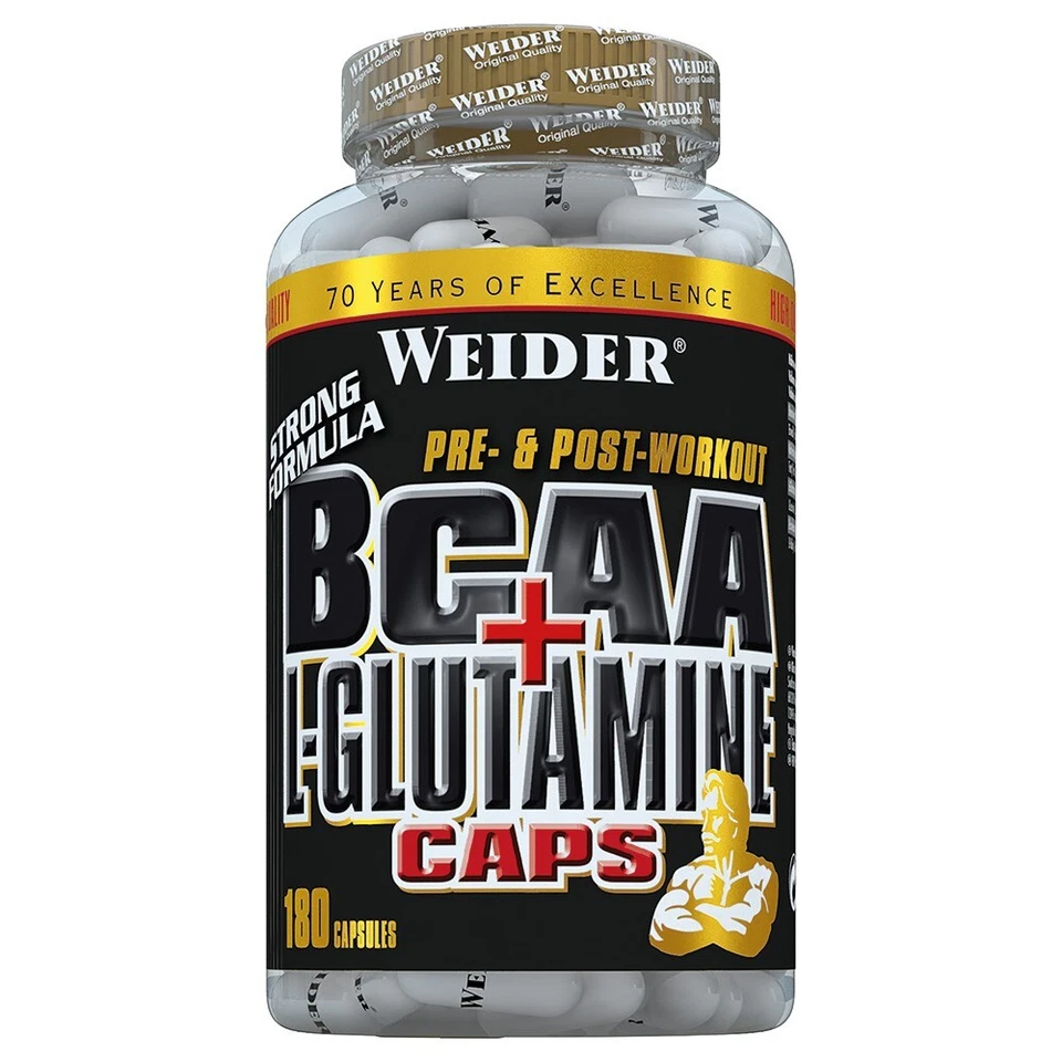 Weider BCAA + L-Glutamine 180 Kapseln 256g Aminosäuren (116,95€/kg) - Bild 1 von 1
