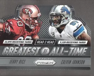 2014 Panini Prizm Head to Head GOAT Calvin Johnson Jerry Rice Insert LIONS - Picture 1 of 2