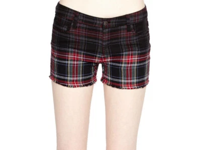Tripp NYC DEEP DYE Plaid Flannel Grunge Gothic Punk Metal Pants Rock Band Shorts - Image 1 of 4