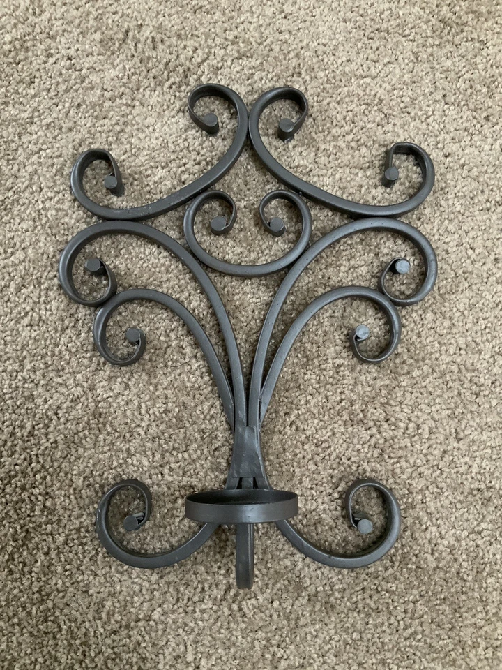 (2) Arandela de parede marrom ornamentada TOSCANA 14" suporte de vela de ferro para pilar 3" - Imagem 1 de 4