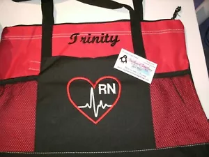 Nurse Heartbeat Personalized Tote Bag LPN, RN, CNA, HHA, QMA, BSN  - Picture 1 of 2