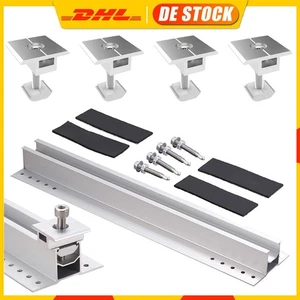 PV Montageschiene Halter 40cm Solarmodul Halterung Kit Alu Schiene Endklemme - Bild 1 von 9