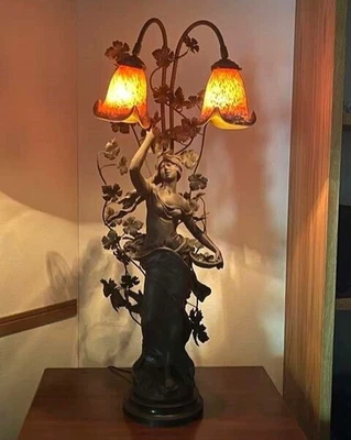 Antike französische Bronzestatuenlampe Auguste Moreau (1834-1917) 26 Zoll - Bild 1 von 4