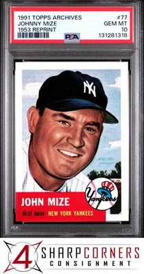 1991 Topps Archives 1953 reimpresión #77 Johnny Mize Hof Pop 6 PSA 10 Foto 1 de 3