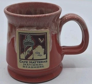 Tazza tazza ceramica Deneen arancione RARA Cape Hatteras mare banche esterne OBX NC - Foto 1 di 7