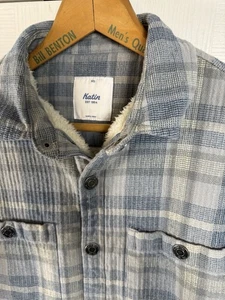 Katin Herren Harold Sherpa gefütterte Flanell Hemd Jacke blau kariert Shacket M Neu ohne Etikett - Bild 1 von 14
