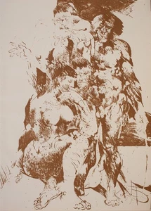 Willi Sitte Ars amatoria coppia innamorati erotici arte tedesca orientale litografia anni 70 - Foto 1 di 2