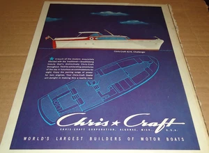 VINTAGE CHRIS-CRAFT 42-ft CHALLENGER BOAT ORIGINAL AD - Picture 1 of 1