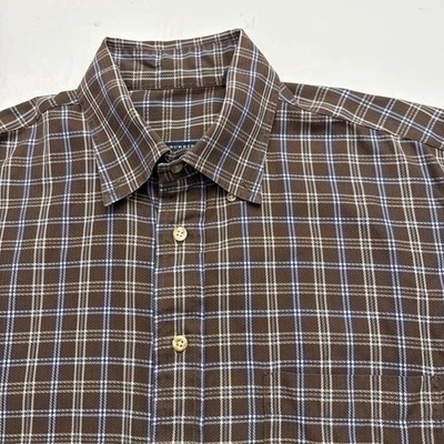 Camisa Burberry London Para Hombres Con Botones Talla L Marrón Azul A Cuadros Hecha en EE. UU. Clásica Foto 1 de 4