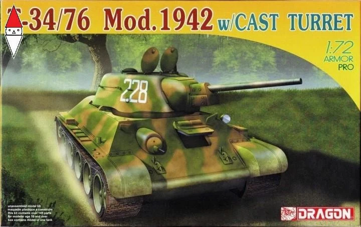 DRAGON 1/72 T-34/76 MOD.1942 CAST TURRET - Immagine 1 di 1
