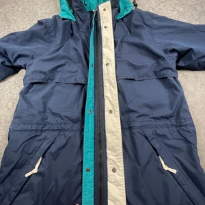 Vintage Eddie Bauer Gore-Tex Jacket Men’s Large Navy Teal 90s Outdoor Parka Vent - Picture 1 of 21