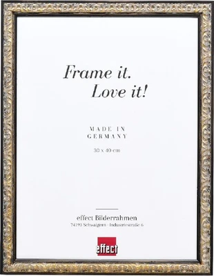 Effect Wooden Picture Frame Profile 86 Baroque 45x80 cm Black Silver - Image 1 of 4