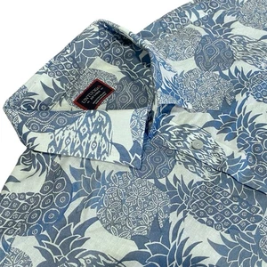 UNTUCKit XXL Yoti Button Down Short Sleeve Slim Fit Pineapple Linen Blend Shirt - Picture 1 of 8