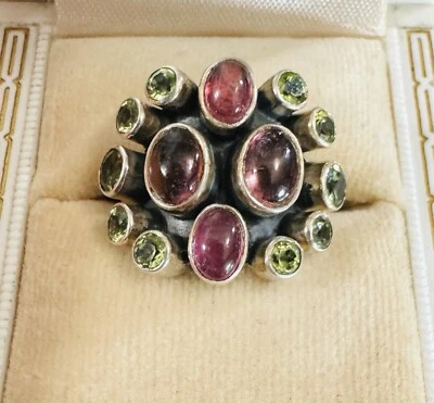NICKY BUTLER Sterling Silver 925 Designer NB Ring Amethyst Peridot Size 7 - Image 1 of 4