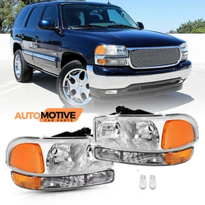 Faros cromados transparentes izquierda+derecha para GMC Sierra 1500 Yukon XL 1999-2007 - Imagen 1 de 23