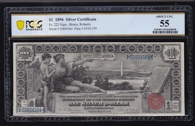 US 1896 $1 Education Silver Certificate FR 225 PCGS 55 Ch AU (998) - Image 1 of 2