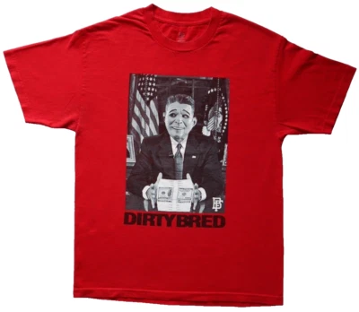 DIRTY BRED Size L Shirt Bobby Fresh RONALD REGAN Mask Money Stack Bread Hip Hop - Image 1 of 4