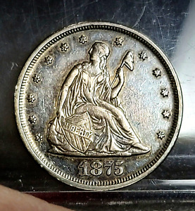 1875 p 20 Cent Nearly Uncirculated Flashy Proof Like Looking 👀 See Video!! A67