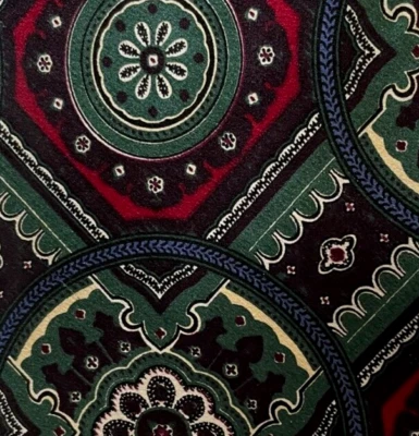 绿色红色蓝色 Foulard FERRE 缎面丝绸领带 意大利 — 第 1/4 张图片