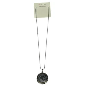 Macy's .925 Sterling Silver Round Necklace Aztec Art Pendant Chain 17.5" NWT - Picture 1 of 4
