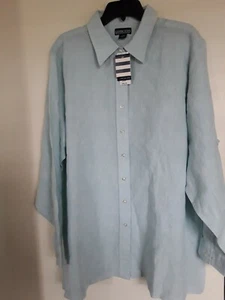 Lands' End NWT Women's Plus Size 24W Plake Blue Collared Shirt - Picture 1 of 3