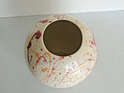 Cuenco de cerámica. Artículos salpicaduras coloridos hechos a mano. Apertura redonda 9x11 4 1/4" Foto 1 de 3