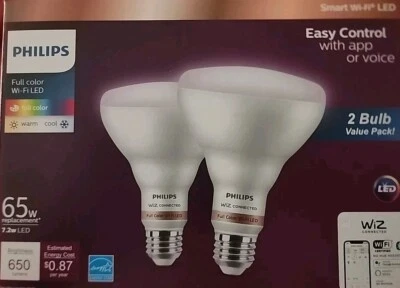 BR30 Full Color Smart Wi-Fi LED 65W Light Bulb - Pack of 2 - Image 1 of 2
