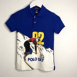 Polo Ralph Lauren Boys 7 Royal Blue Ski 92 Graphic Classic Fit Mesh Polo Shirt - Picture 1 of 7