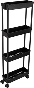 4 Tier Slim Storage Cart,Rolling Storage Cart,Narrow Shelf,Bathroom Rack,Mobile - Picture 1 of 11