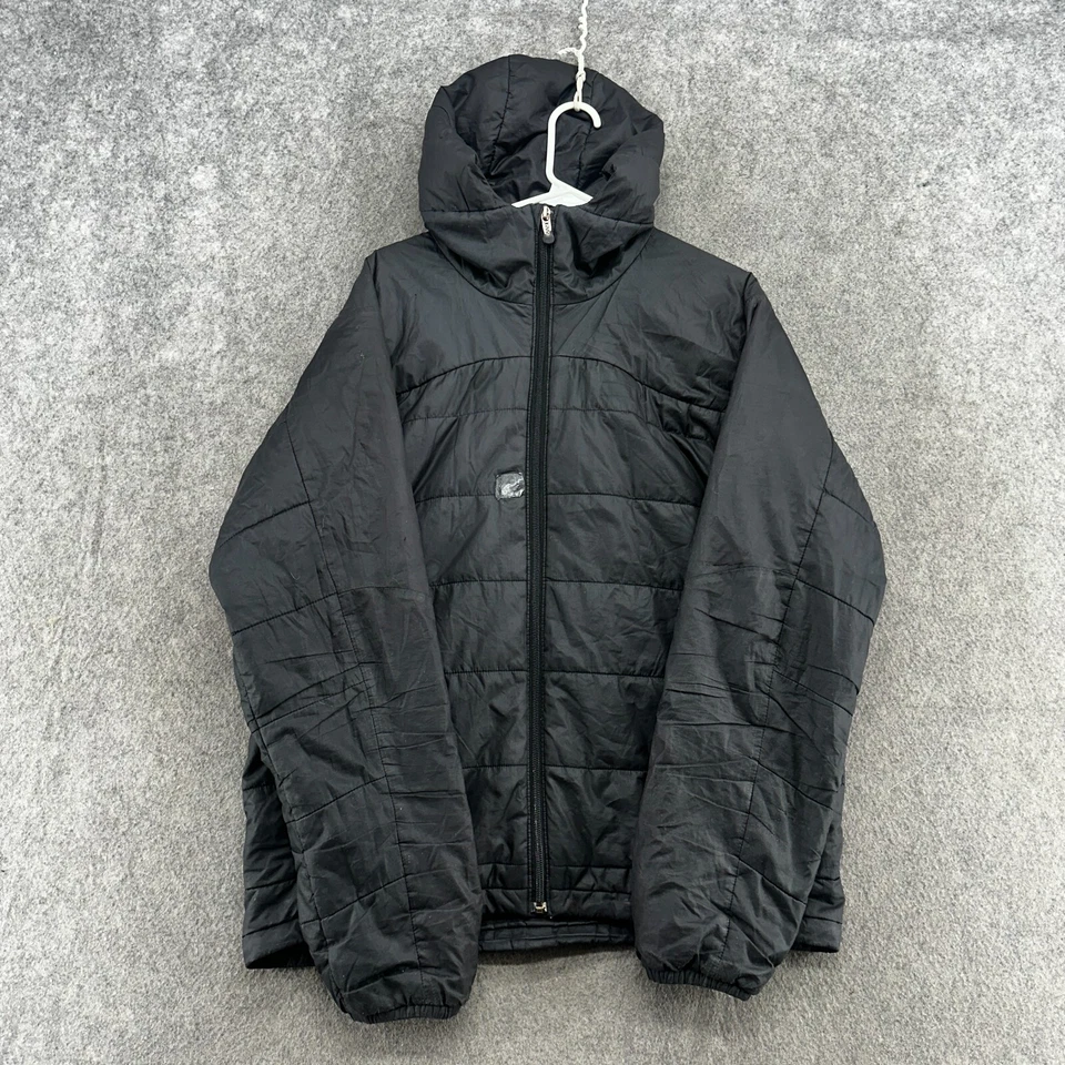 Patagonia Jacket Mens Medium Black Logo Full Zip Pockets Hooded Puffer Coat - Image 1 of 4