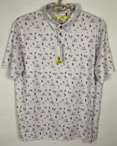 Nicklaus NWT Mens Polo Golf Shirt XL White Hawaiian Print Poly/Spandex New - Picture 1 of 11