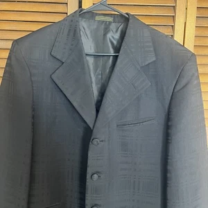 Falcone Mens Suit Jacket 40R Black Notch Lapel Blazer Pattern Inner Pockets - Picture 1 of 17
