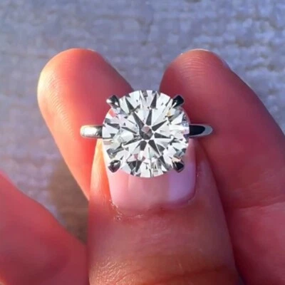 2.47 Ct Round Cut Moissanite Hidden Halo Engagement Ring 14K White Gold Plated - Image 1 of 4