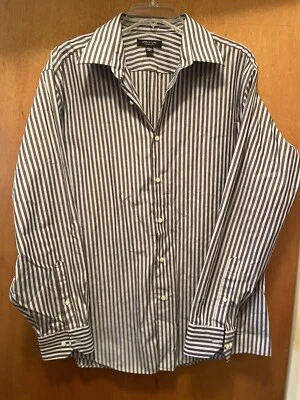 Structure Men’s 90’s Y2K Lg Brown Tan Beige Striped Button Up dress Shirt Vtg - Image 1 of 3